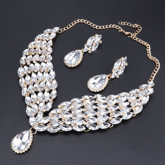 Crystal Statement Necklace Earrings Set