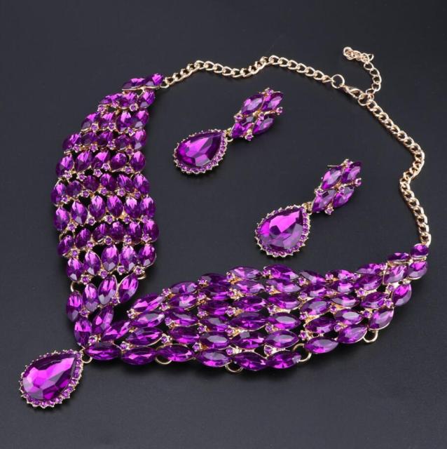 Crystal Statement Necklace Earrings Set