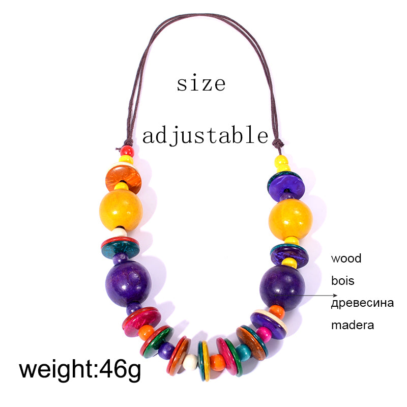 Multi Layer Big Bead Wood Necklace